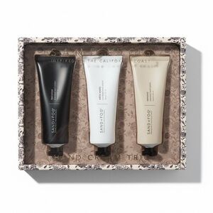 Sand + Fog Hand Cream Trio Set white vanilla , coconut , teakwood